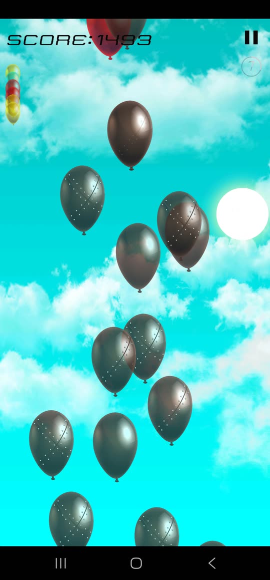 Level seven on a bright daylight sky, a score of 1493 and a screen full of armoured studded balloons